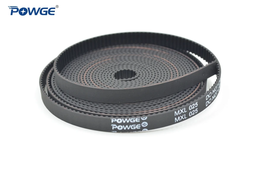 POWGE Trapezoid MXL Open Synchronous Timing belt MXL-025 MXL-037 Rubber Neoprene fiberglass width 3/4.8/6.4/ 9.5/12mm Pulley