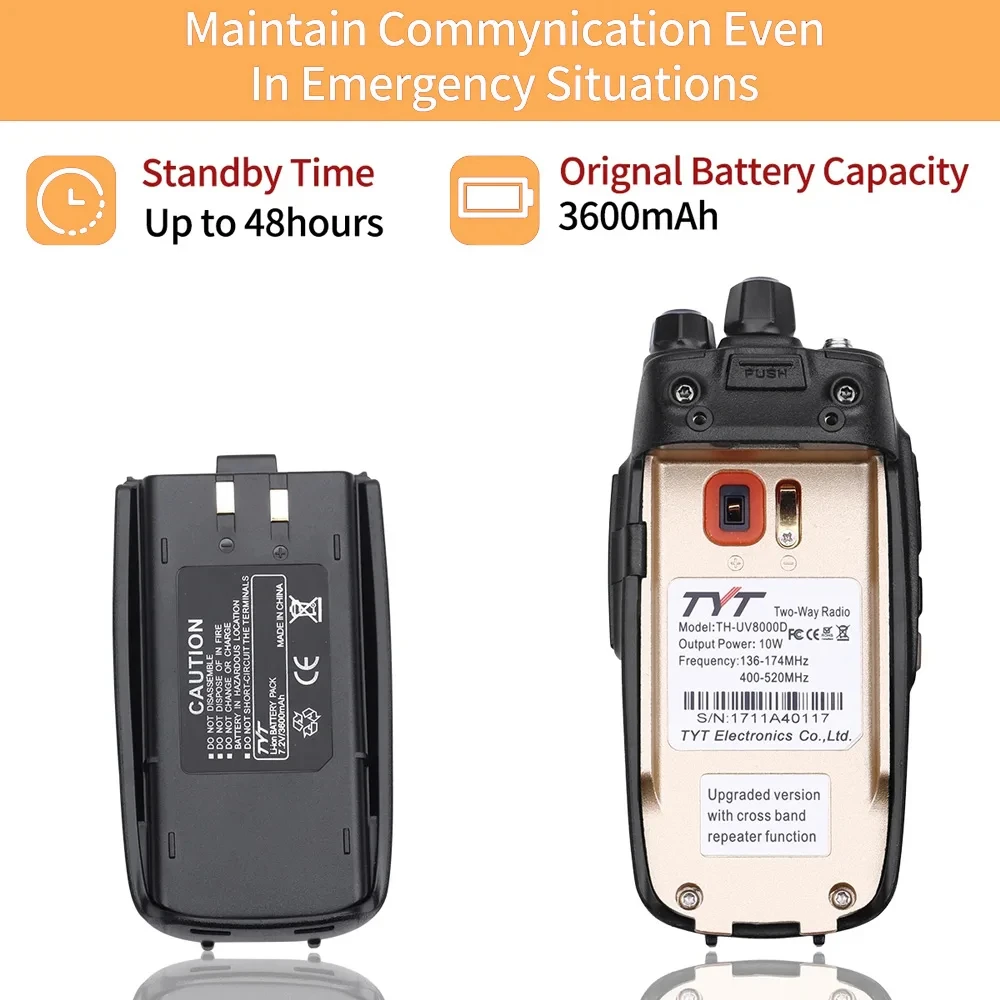 Tyt Th-Uv8000D 長距離トランシーバー リピーター 10W デュアルバンド VHF 136-174MHz UHF 400-520MHz アマチュア無線 FM ワイヤレスセット キャンプ用