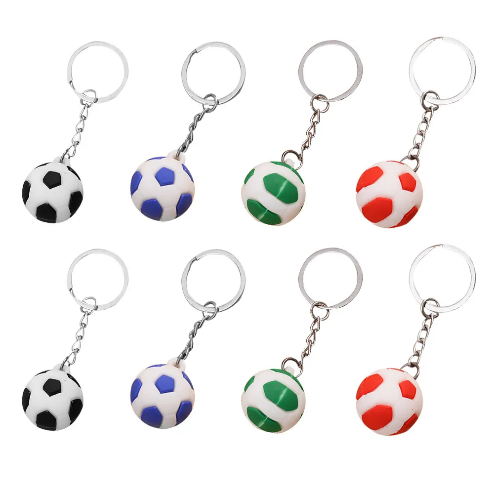8Pcs Football Shaped Key Chain Premium Metal DIY Keyring Hanging Pendant for Keys Bags Schoolbags Decorative Charm Accessory