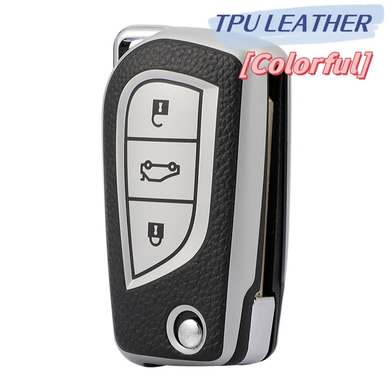 TPU Key Case for Toyota Corolla Levin Verso Yaris 2014 Auris Aygo RAV4 Scion 2015 2016 Leather Folding Car Accessories view 2