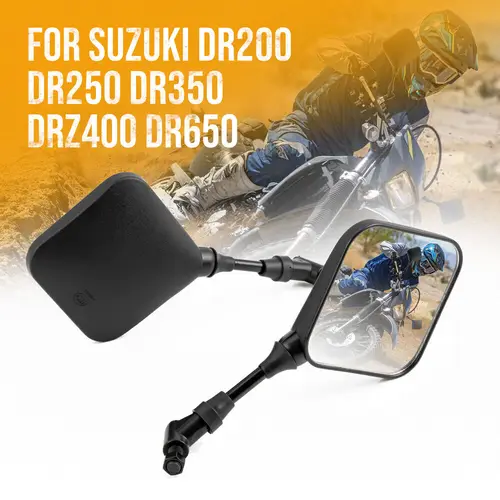 Espejo retrovisor negro doble deportivo para motocicleta Suzuki DR 200 250 DR350 350 DRZ 400 650 DR650 2PCSlot