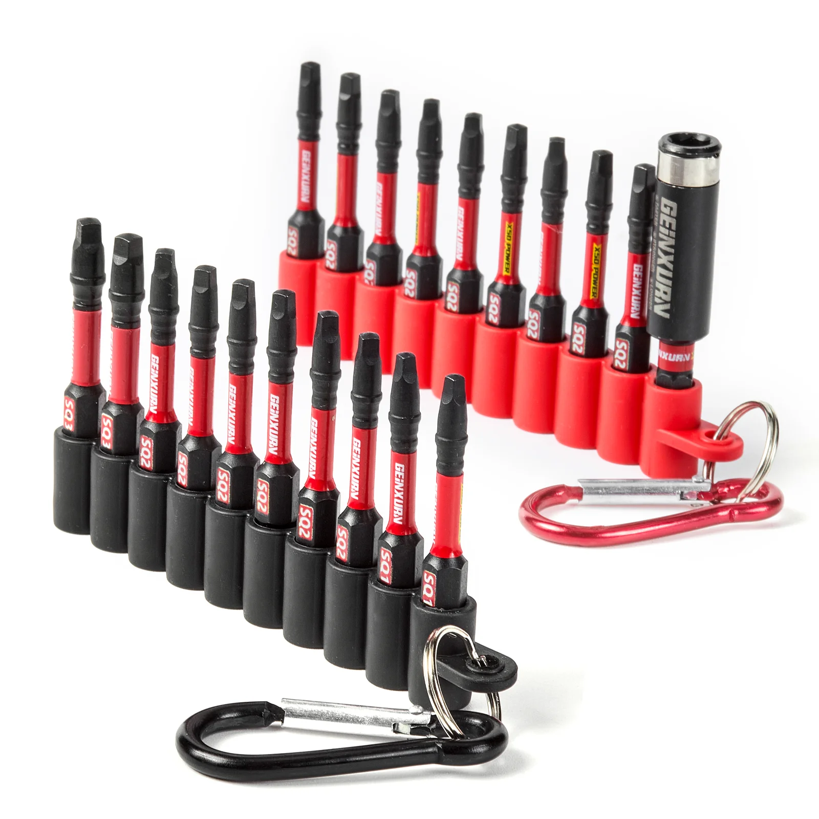 

Набор квадратных отверток Geinxurn Impact, 2-дюймовые магнитные (SQ1/2/3), стальные отвертки S2 и держатель бит с мягкими подвесными полосками