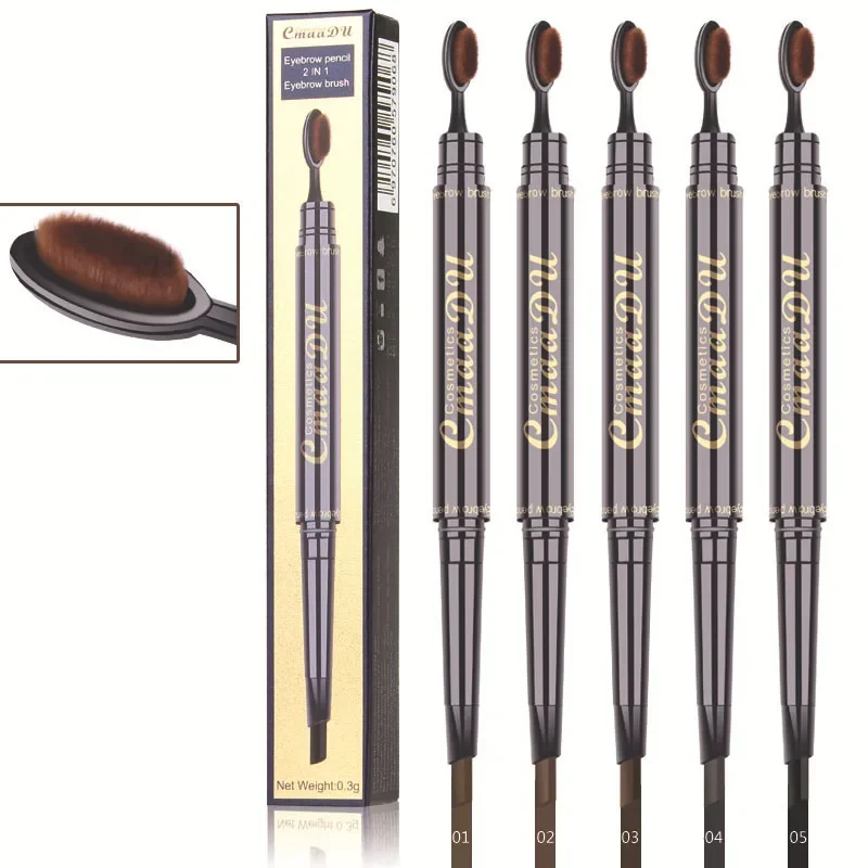 Wasserdichter Augenbrauenstift, 2-in-1, langlebig, natürliches Make-up, lichtbeständiger Stift, schweißfest, mit Zahnbürstenkopf, Bürste