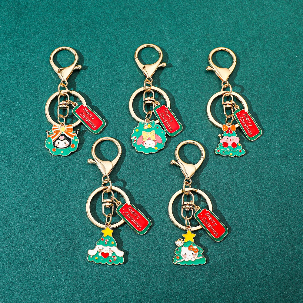 Sanrio Kuromi Hello Kitty Keychains for Women and Men, Enamel Christmas Keyrings, Festival Gifts, Handbag Pendants, Key Chains