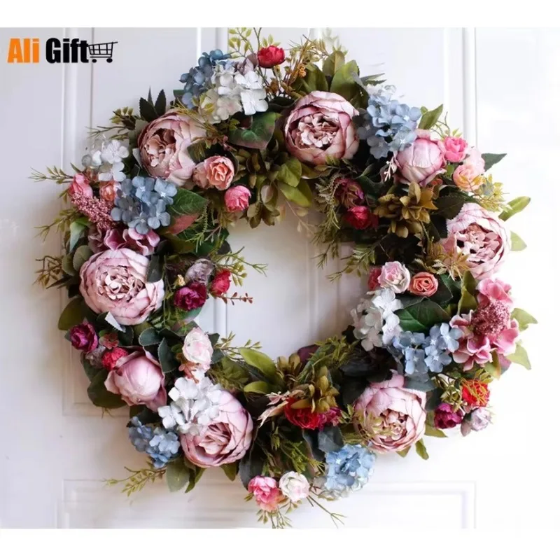 

Large Wreaths&Garlands 50cm Fake Flower Simulation Hanging Door Decor Party Supplies Wall Decoration Wedding Artificial Flowers