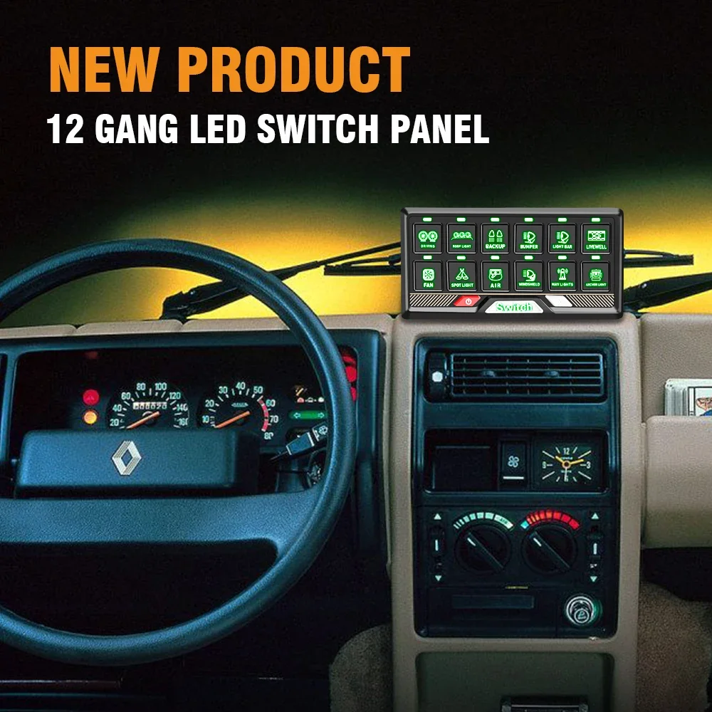 P2 panel Marine Auto IP68 Switch Power Off Road Car LED Panel Circuit Control Box 24V 12V 12 Gang Switch Panel for Car