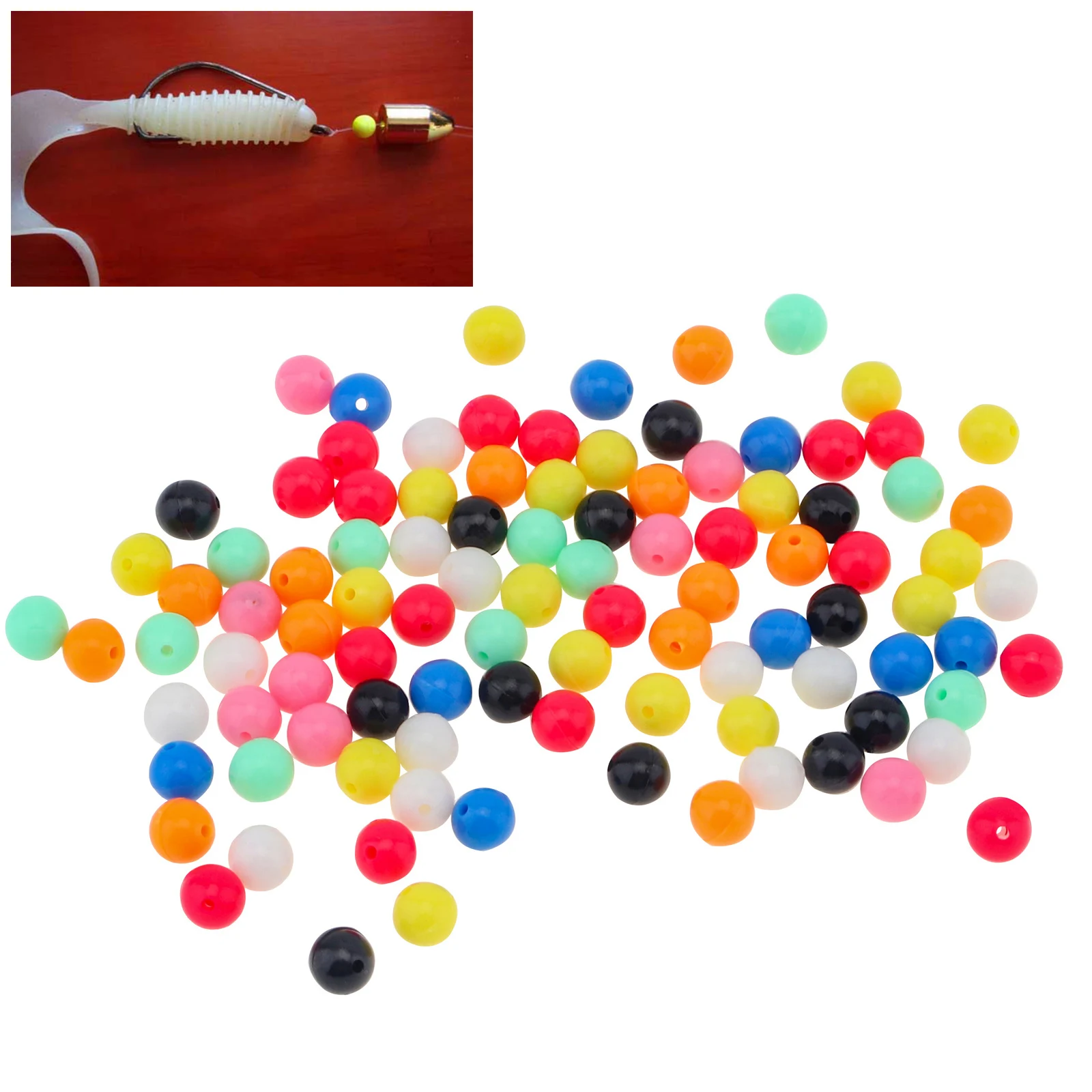 

100pcs 6mm Different Colors Round Colorful Fishing Beads for Fishing Rigs Fishing Line Beads