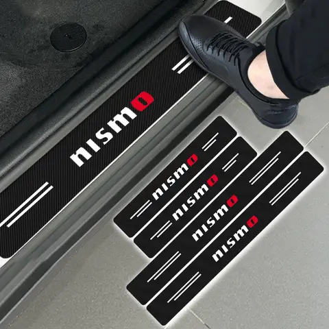 4pcs Carbon Fiber Car Door Sill Stickers Sill Protector Anti Scratch for Nissan Nismo GTR Teana Skyline Kawasaki R32 R34 R35 J10