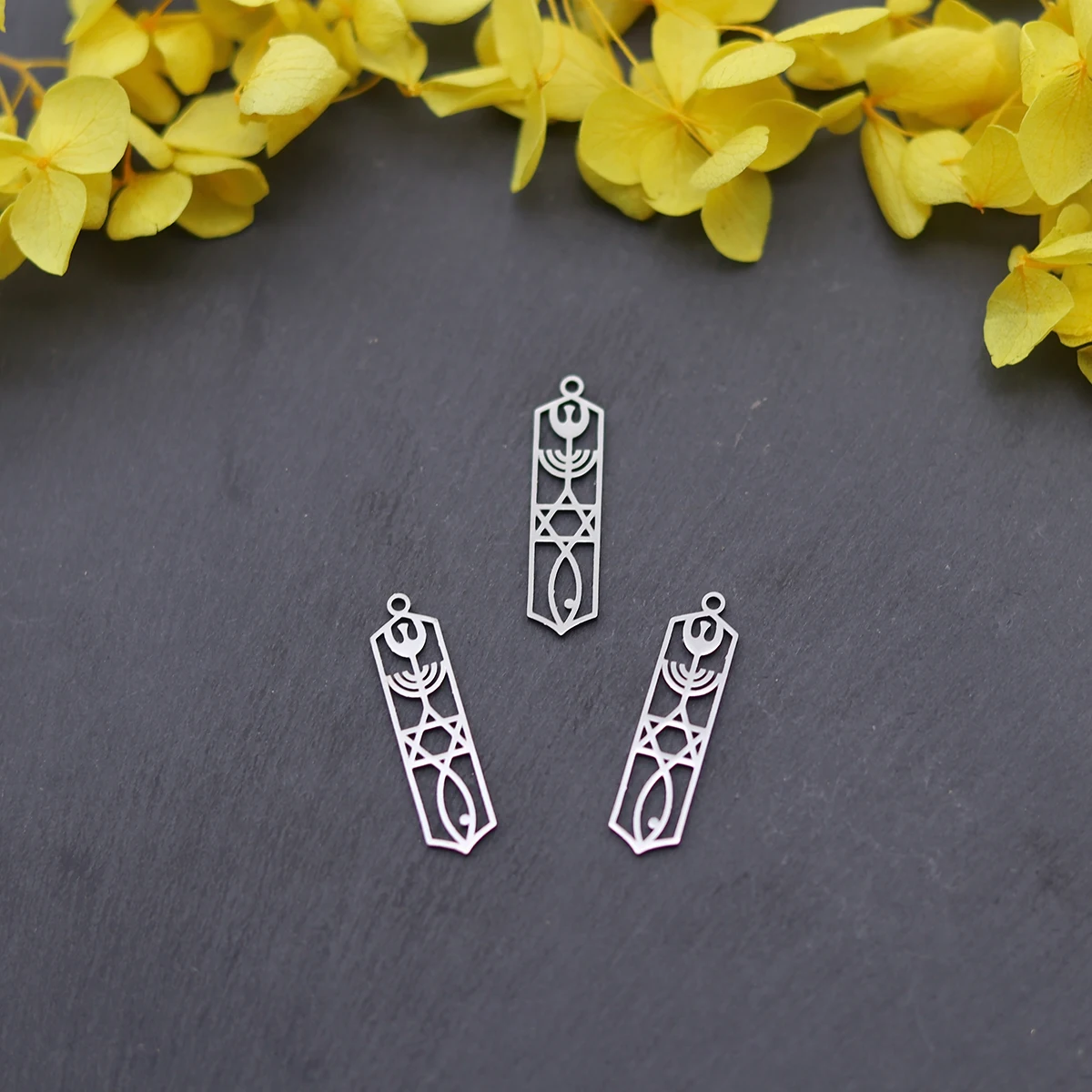 3pcs Stainless Steel Star of David Charms Jewish Lamp Stand Symbol Pendant DIY Necklace Earrings Religious Amulet Jewelry Making