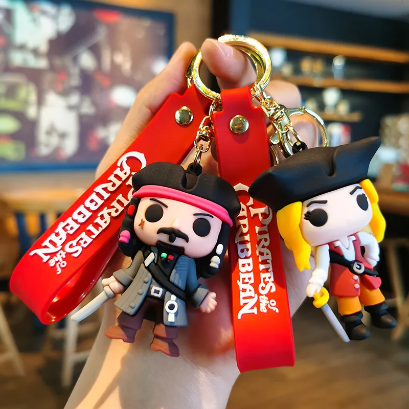 Pirates Of The Caribbean Cute Doll Pendant Anime Figures Jack Sparrow Fashion Backpac Keychain Bag Keyring Pendant Birthday Gift