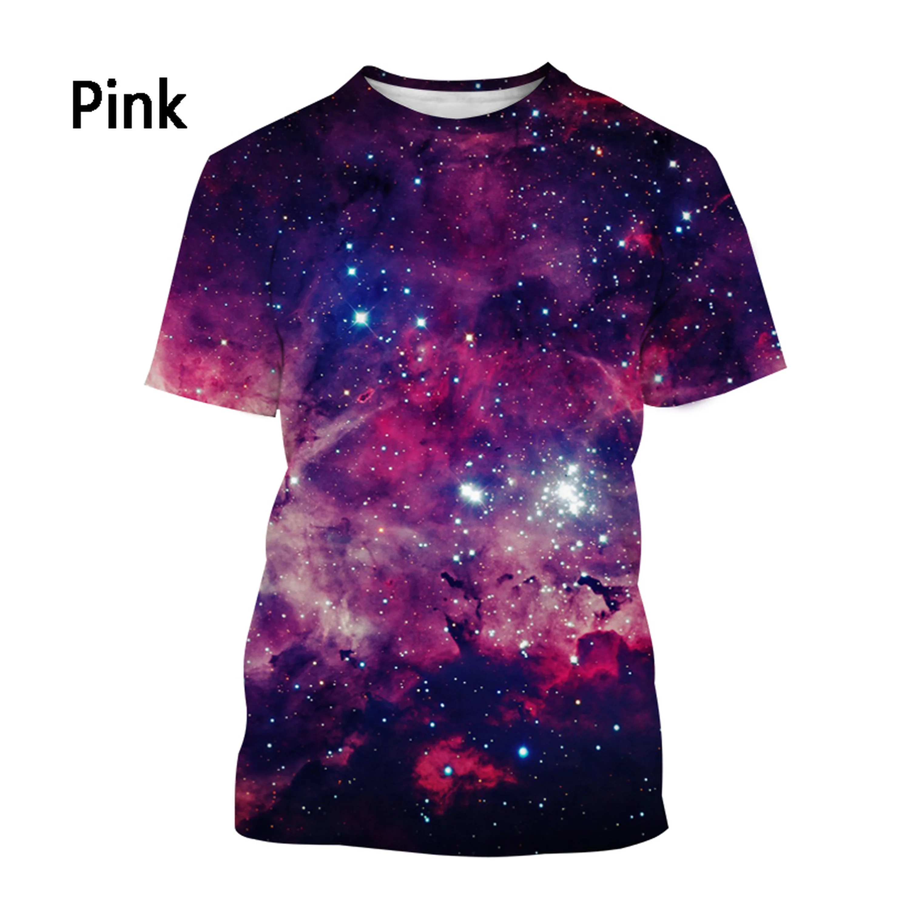 تي شيرت رجالي مطبوع عليه سماء مرصعة بالنصر ثلاثي الأبعاد ، تي شيرت غير رسمي بأكمام قصيرة للسيدات ، موضة الصيف ، جديد