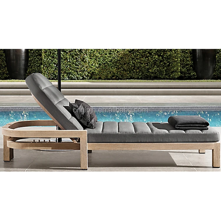 Contemporary Stunning Double T-foot and Half Circles Back Luxury Teak Wood Furniture Outdoor Lounge Chair