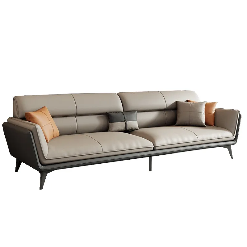 Italian contrasting leather office sofa coffee table combination set business reception office meeting area leisure sofa