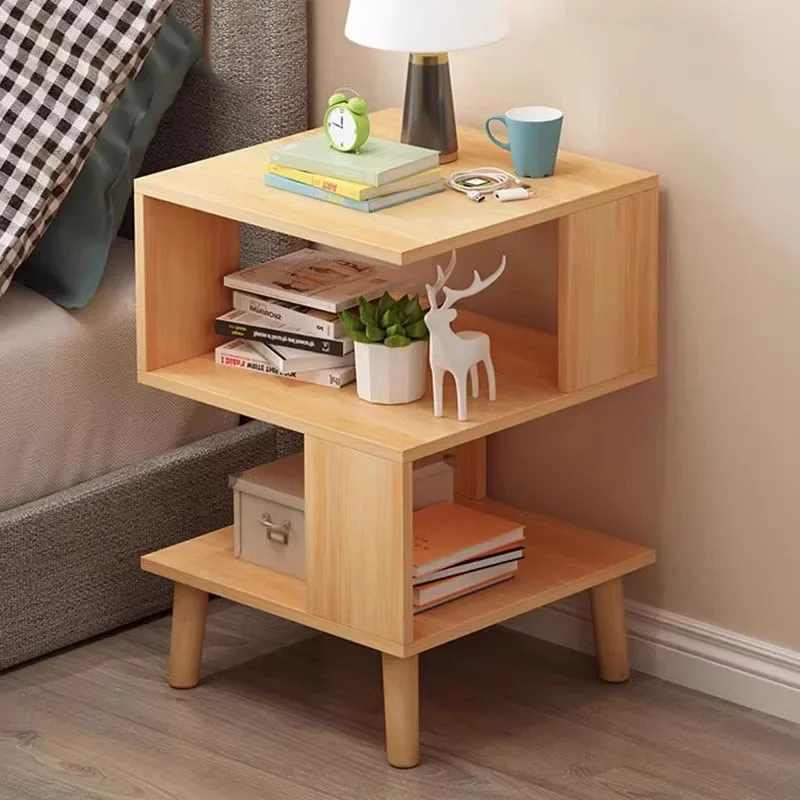 

Modern Coffee Bedside Table Design Bedroom Storage Dressing Home Nightstands Wood Bed Shelf Mesita De Noche Dormitorio Furniture