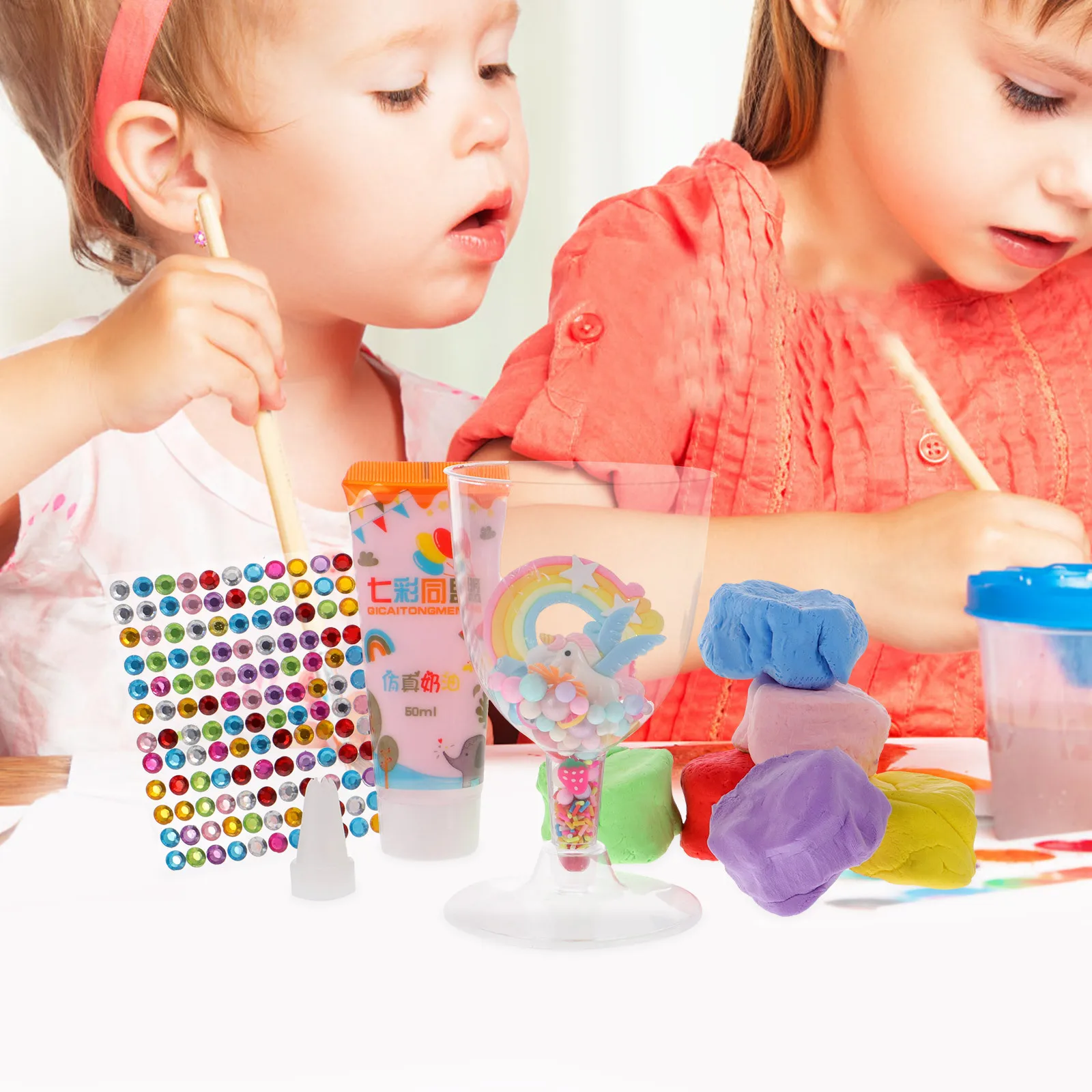 1Set Modeling Clay Kit Ice Cream Cup DIY Clay Material Kids Handmade Arts Educational Craft Supplies Kids Handmade Toys