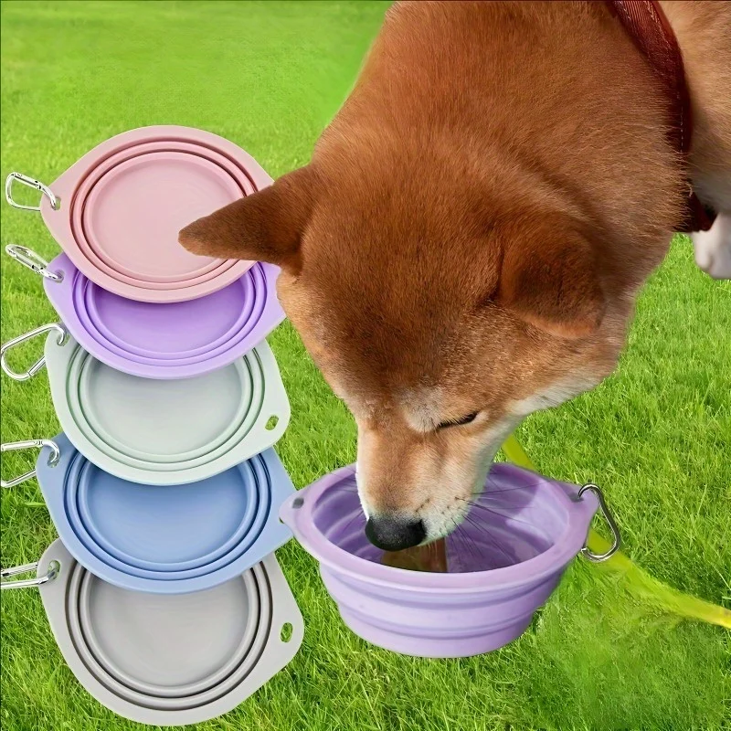 350ml Collapsible Dog Bowl Outdoor Travel Pet Drinking Bowl for Dog Cats Folding Silicone Bowl Puppy Food Container