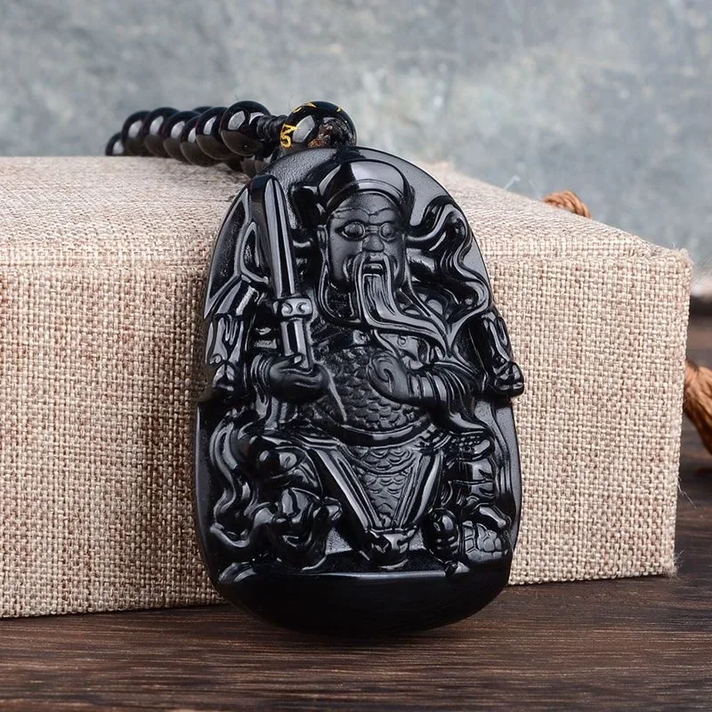 Obsidian Zhenwu Emperor Pendant Black Gifts for Women Jewelry Real Necklaces Designer Natural Talismans Pendants Necklace Gift