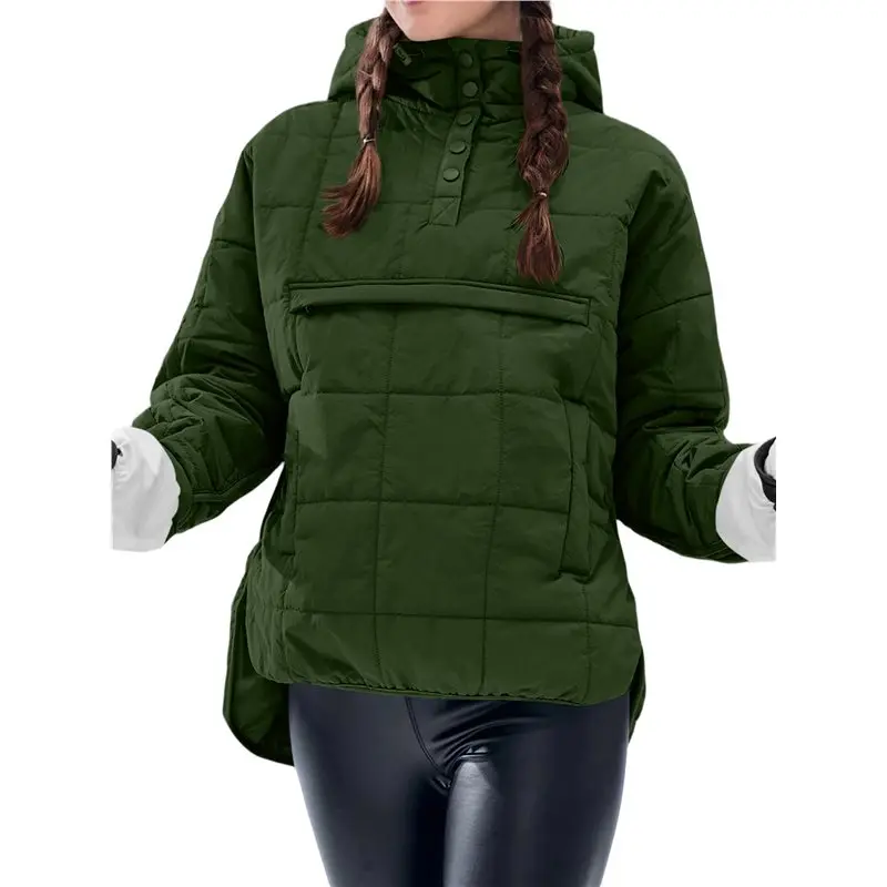 CYL-Veste bouffante surdimensionnée pour femme matelassée Dolman sweat à capuche pull à manches longues dessus chaud manteau