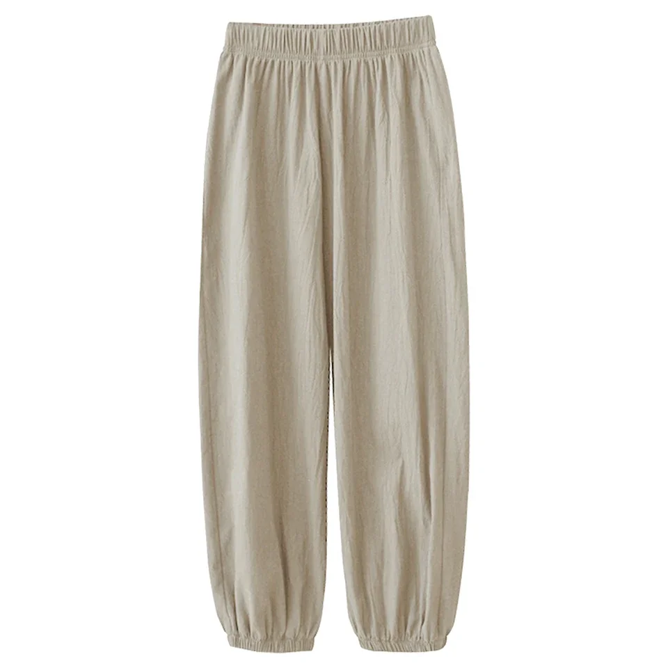 Athleisure Solid Color Women'S Autumn Pants Women Summer High Waisted Cotton Pants Wide Leg Long Pant Trousers With SuéTer Mujer