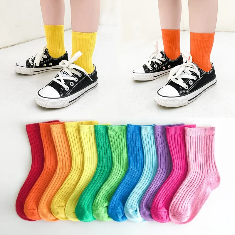 1-12 Y Baby Kids Socks Baby Girl Boy Children Candy Color Toddler Sock Soft Cotton Baby Girls Socks Cute Solid Color Tube Socks