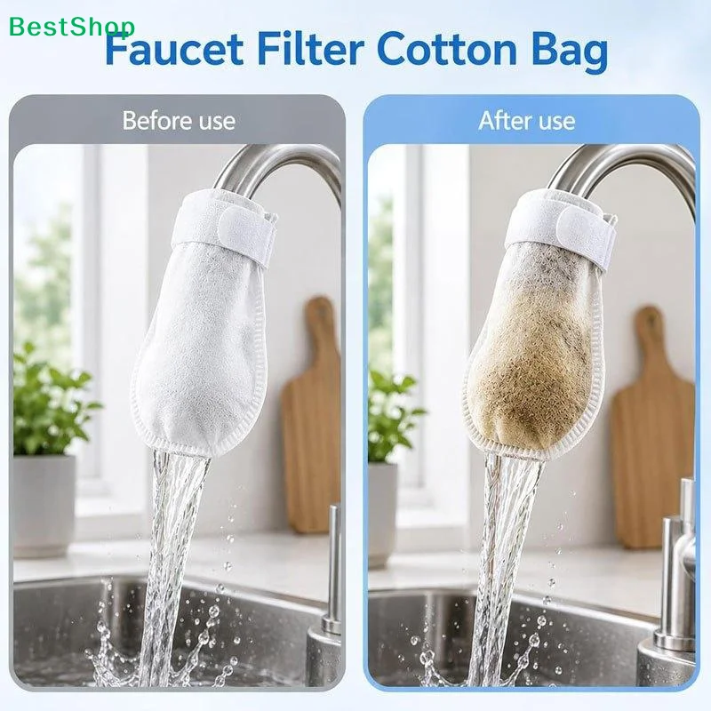Faucet Filter Cotton Water Purifier Thickened Splash-proof Disposable For Kitchen And Bathroom Attached With A Strap
