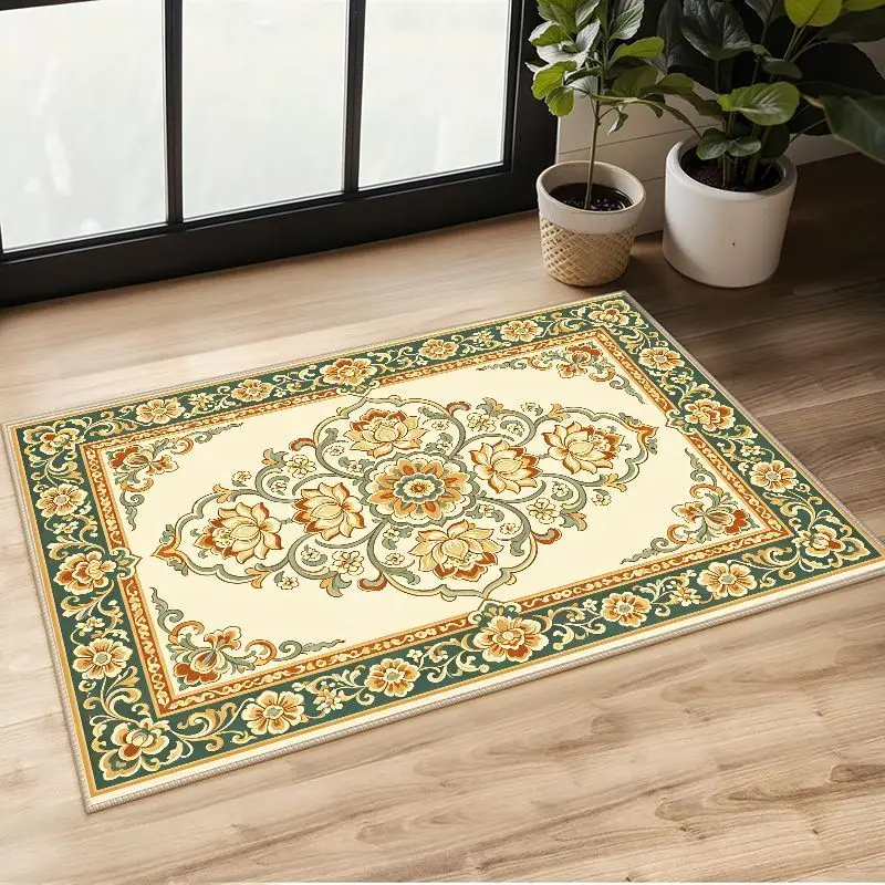 VIKAMA Green Bohemian Area Rug—Durable and Machine-Washable Home Decor for the Living Room, Bedroom, and Backyard