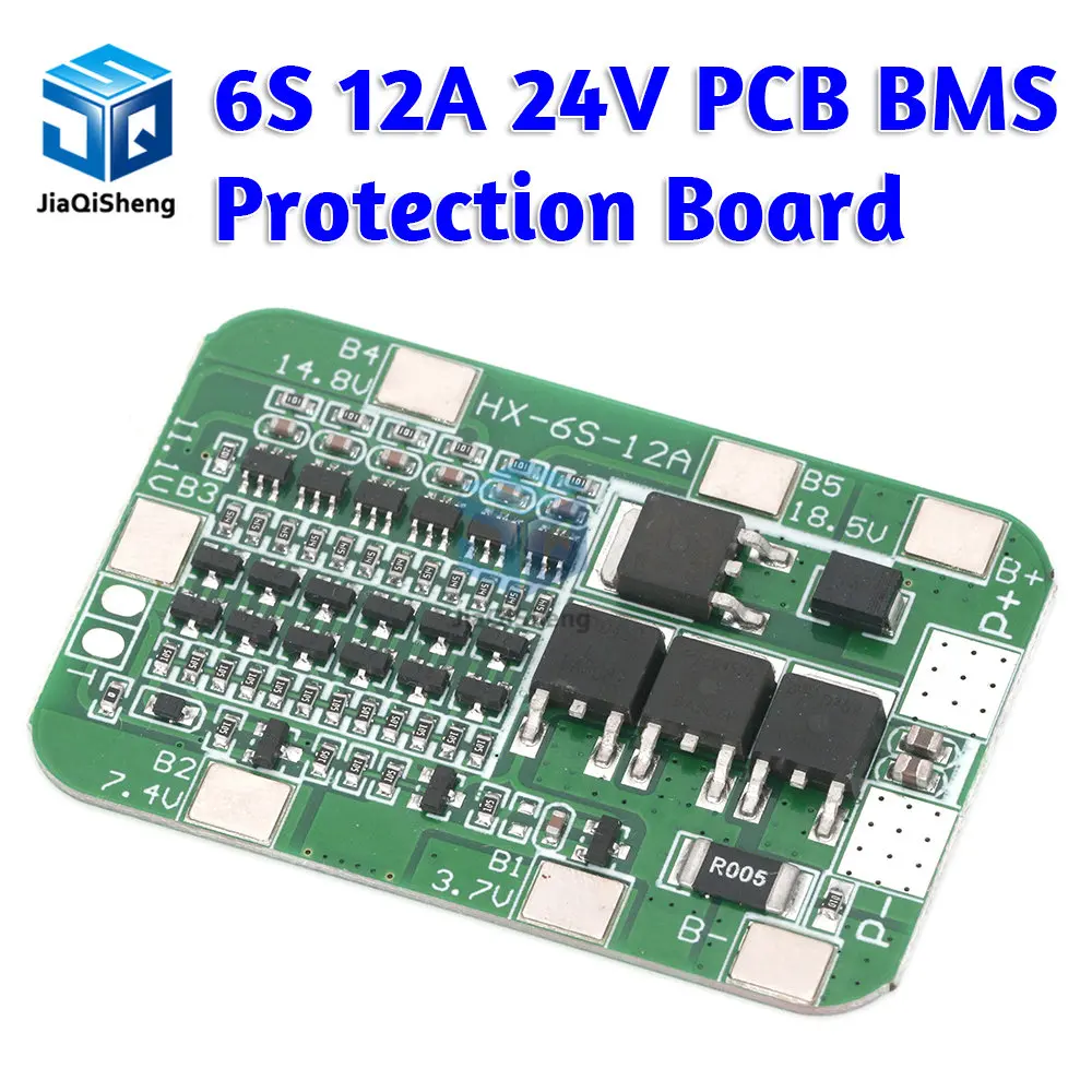 6S 12A 24V PCB BMS Protection Board For 6 Pack 18650 Li-ion Lithium Battery Cell Module New Arrival