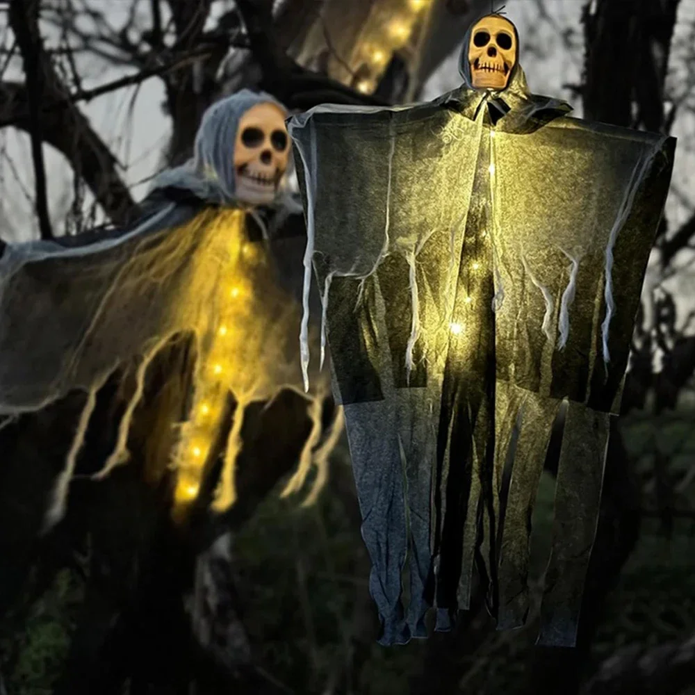 

Хэллоуин Светящийся Череп Скелет Марля Висит Призрак Дома Открытый Сад Украшения Хэллоуин Вечеринка Ужас Призрак Реквизит