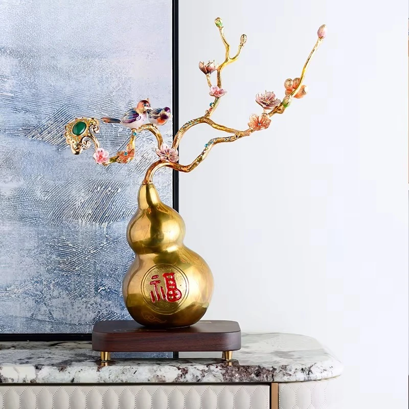 

Chinese modern style luxury decoration, enamel sandalwood gourd decoration