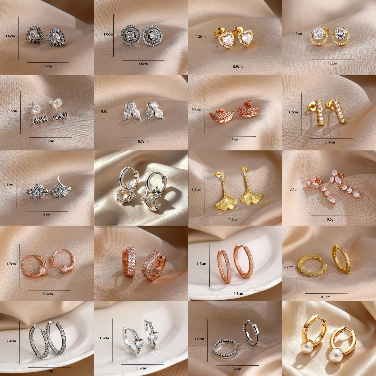 S925 Silver Multi Style Letter Gingko Sun Moon Star Earrings Exquisite Women's Earrings Daily Wedding Party Jewelry Gifts