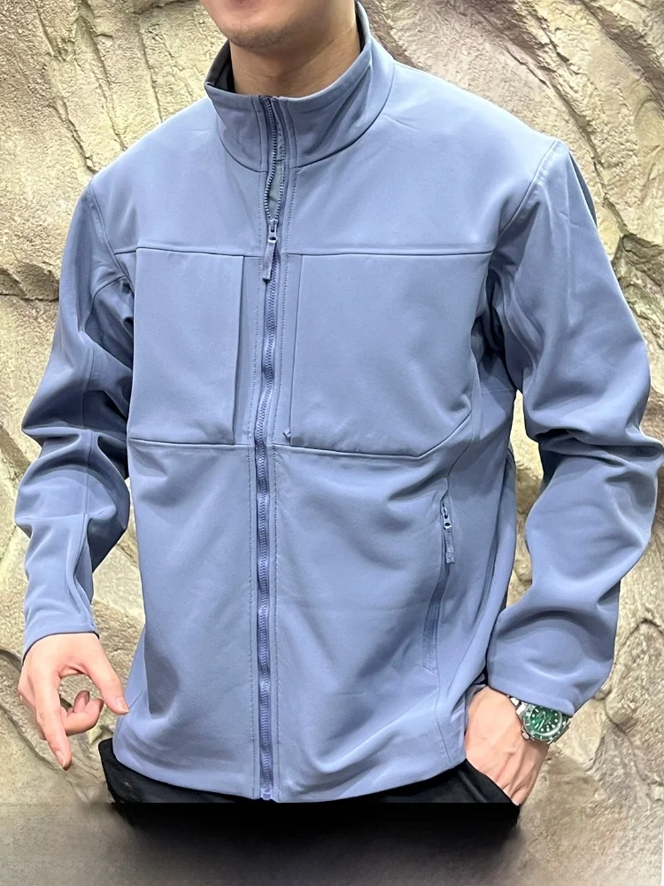 

Высококачественная полностью наклеенная мужская мягкая куртка на подкладке с мягкой подкладкой, ветрозащитная водонепроницаемая осенняя уличная подставка на молнии