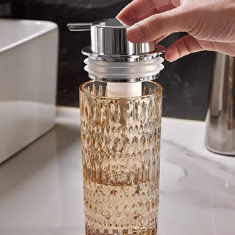 Botella de emulsión  burbujeador de vidrio, botella  jabón para baño, desinfectante  manos, champú, botella  agua, decor
