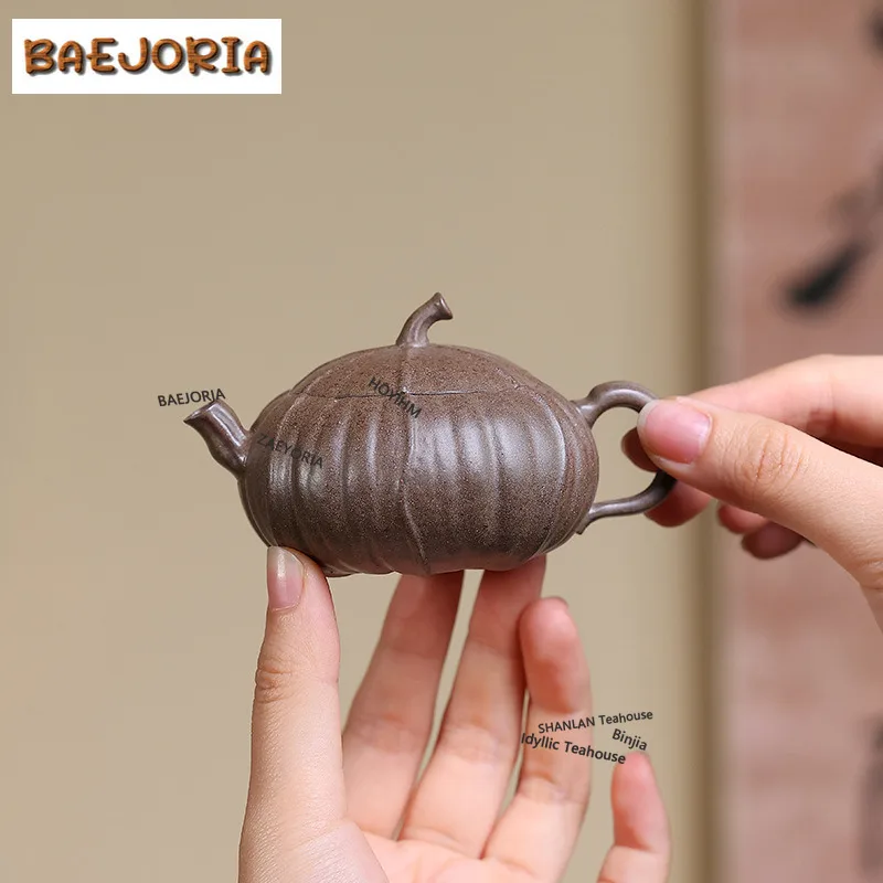 BAEJORIA 80ml Classic Yixing Purple Clay Teapots Handmade Pumpkin Pot Raw Ore Section Mud Kettle Chinese Zisha Tea Set