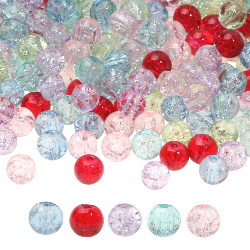 100pcs 6mm Multicolor Cracked Czech Glass Beads Crash Crystal Spacer Beads For Jewelry Making Diy Bracelet Necklace Accessories