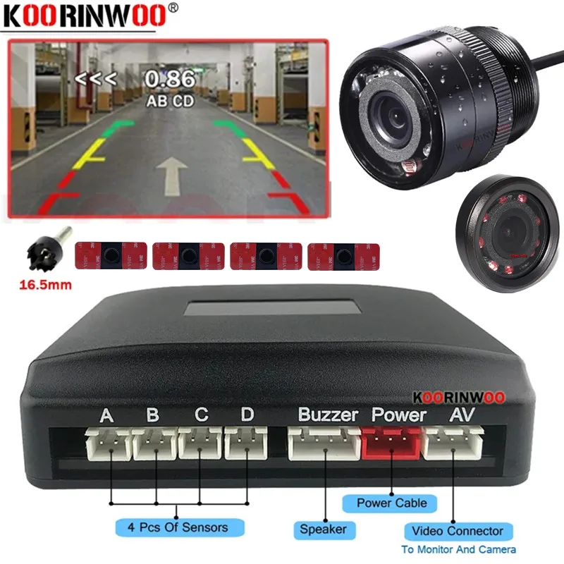 Parktronic Assistance Kit Vehicle Car 4 Back Radar Detection Device For DVD Rear Camera Electronic Accessories Parking Sensors