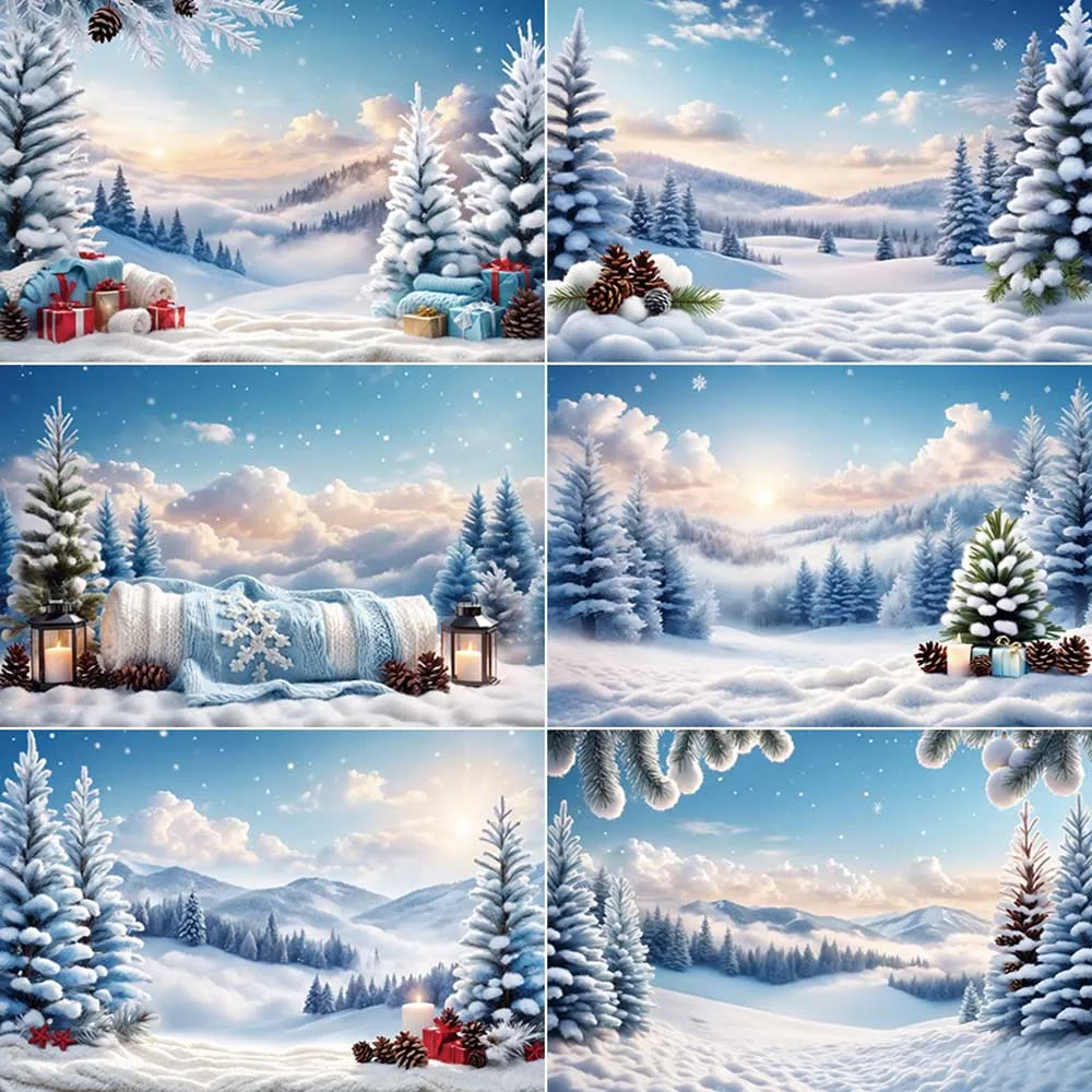 MOON.QG Christmas Photography Backdrops Winter Decoration Photo Studio Background Home Decoration Snow Landscape Photo Back Drop