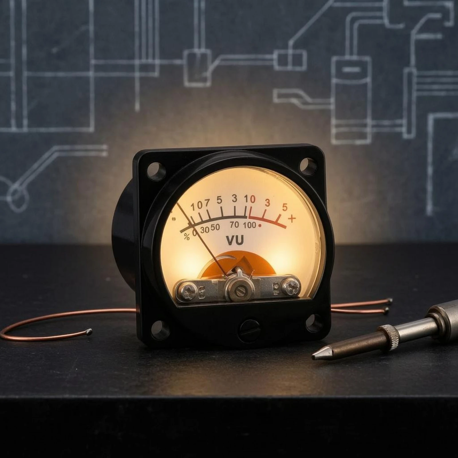 Panel Mounted VU Meter Warm Backlight Analog VU Meter Audio Equipment Clear Cover Square Front Plate