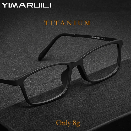 Yimareili-gafas cuadradas ultraligeras TR90 para hombre y mujer, anteojos con prescripción óptica de titanio puro, con cara pequeña, a la moda, HR3048