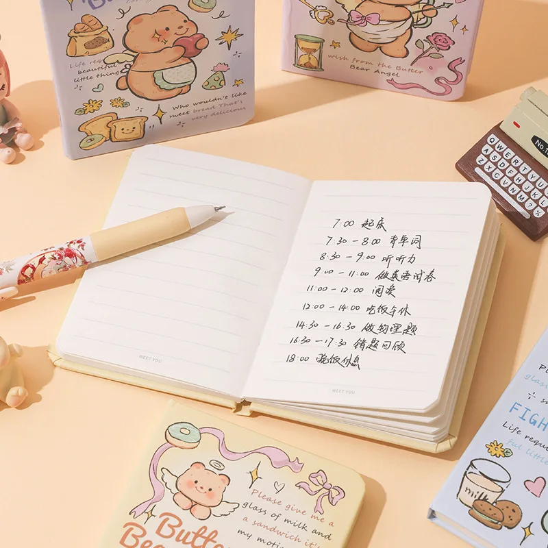 2pcs Cute Cartoon Little Bear Notebook A7 Notebook Exercise Book Girl Cute Mini Stationery Notebook Diary