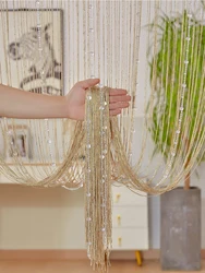 Crystal beaded string curtain 1X2 M home decor Tassel fringe door curtain for bedroom white salon and sheer wedding decoration