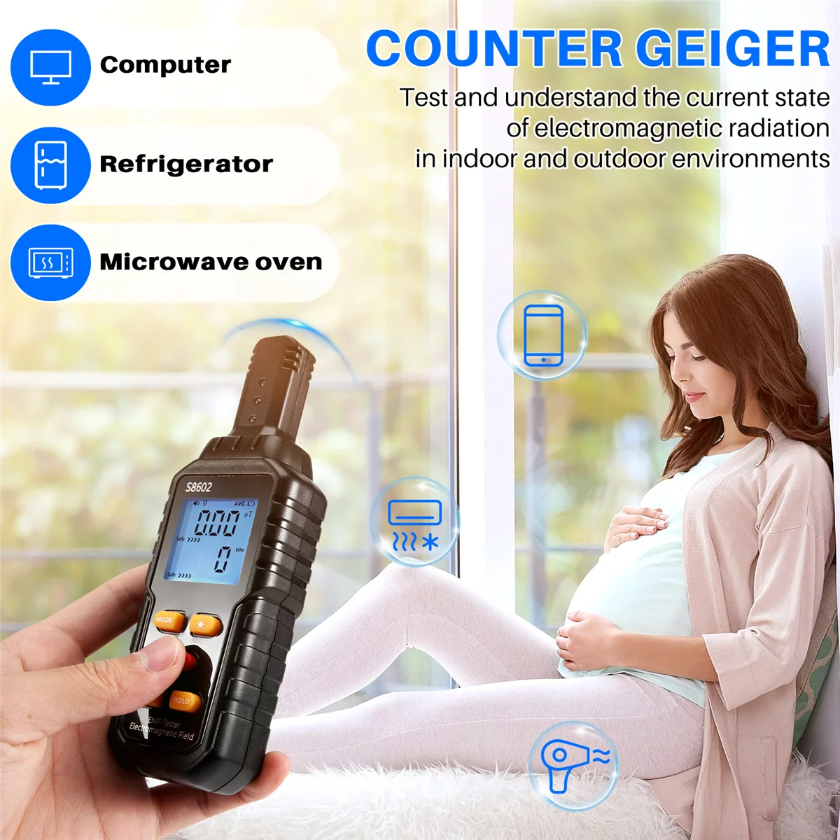 3-In-1 Radiation Dosimeter Counter Geiger EMF Meter Automatic Alarm Real-Time Measure Radiation Detector Tester