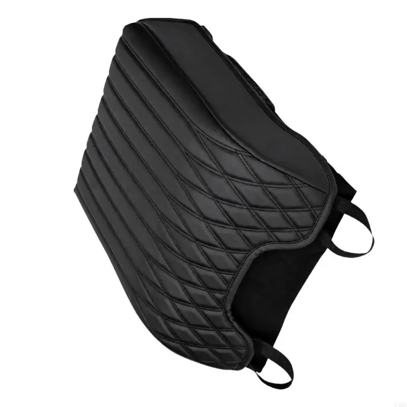 D5BE Black Padded Console Lid Cover for 150 with Quilted Leather Exterior, Slip-On Installation, Finished Edges and Elastic