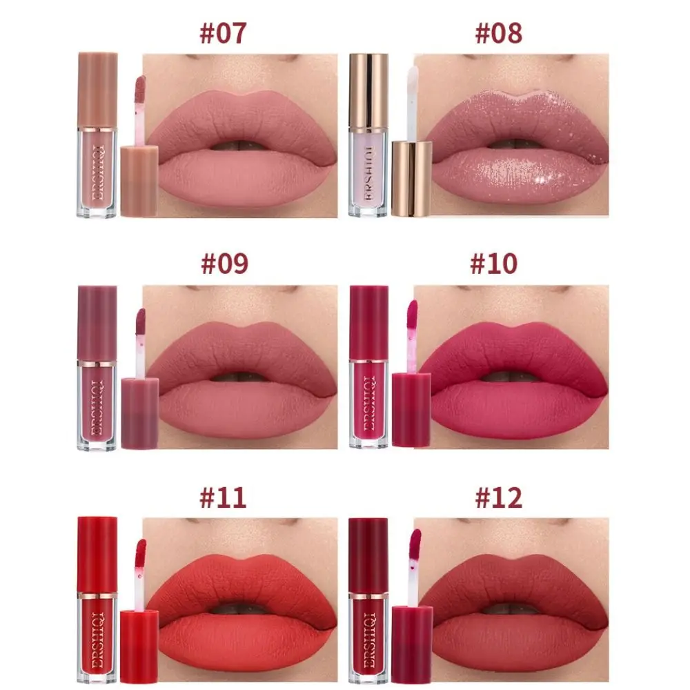 

12PCS Soft Mist Matte Velvety Lip Glaze Long-lasting Easy To Color Matte Lipstick Suit Waterproof Not Fading Liquid Lipstick