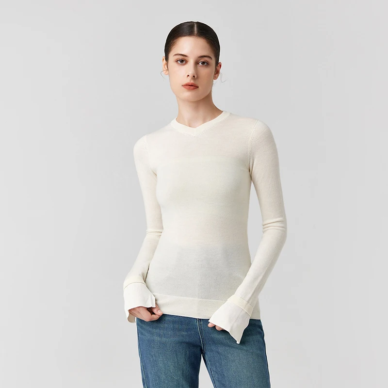 Pull en laine à manches longues pour femmes, pull mince, tricots de haute qualité, vêtements pour femmes, Totem * 23AW, T0T