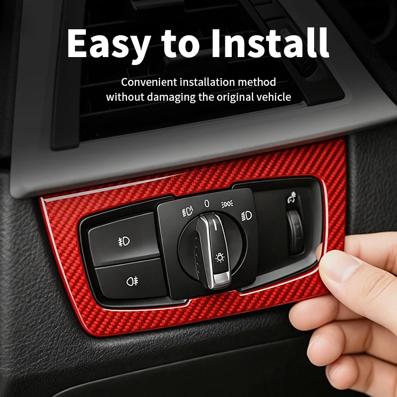 

Real Carbon Fiber For BMW F30 F32 F34 (2013-2019) Car Headlight Switch Button Panel Trim Sticker, Interior Tuning Accessories