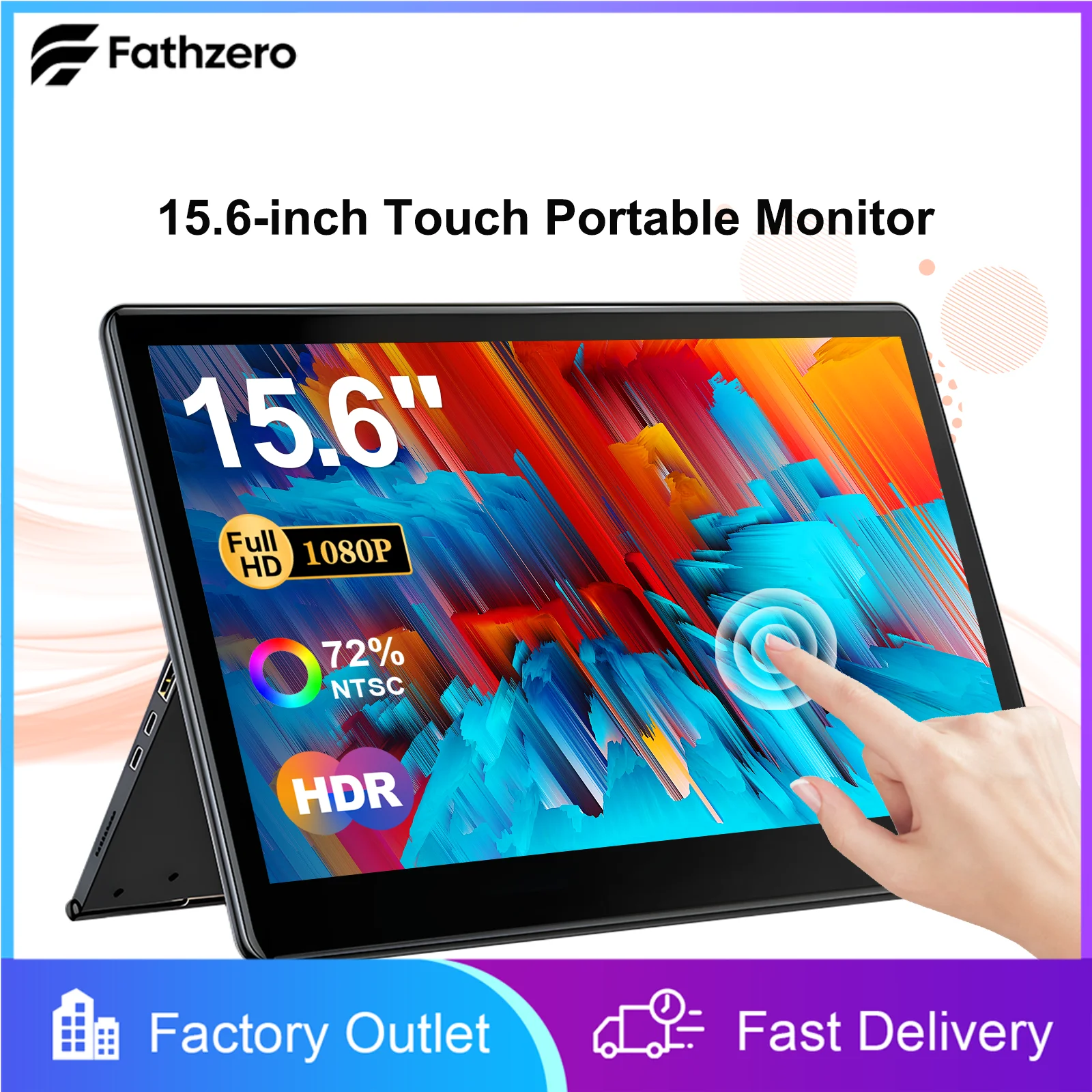 

15.6 Inch Portable Touch Display With Stand FHD 1080P For PC Mobile Phone and Laptop Full Screen Touch Gaming Expansion Display
