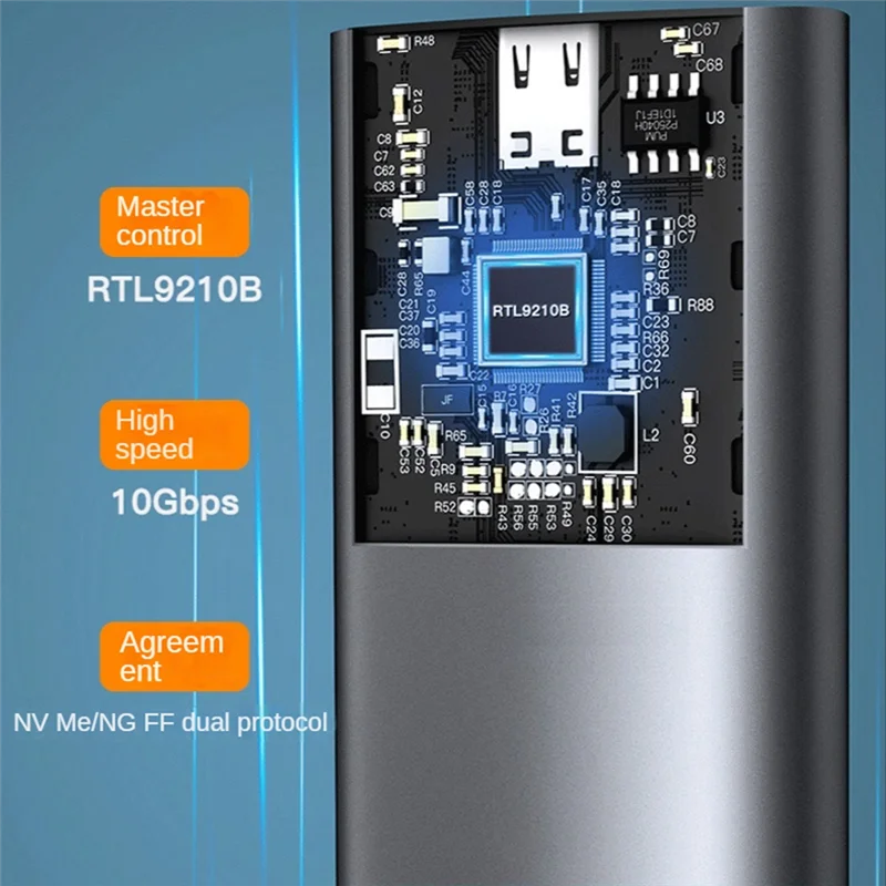 M.2 NVMe/NGFF SSD Enclosure NVMe SATA to USB 3.1 Gen2 10 Gbps NVMe PCI-E Dual Protocol M.2 SSD Case OTG Cable