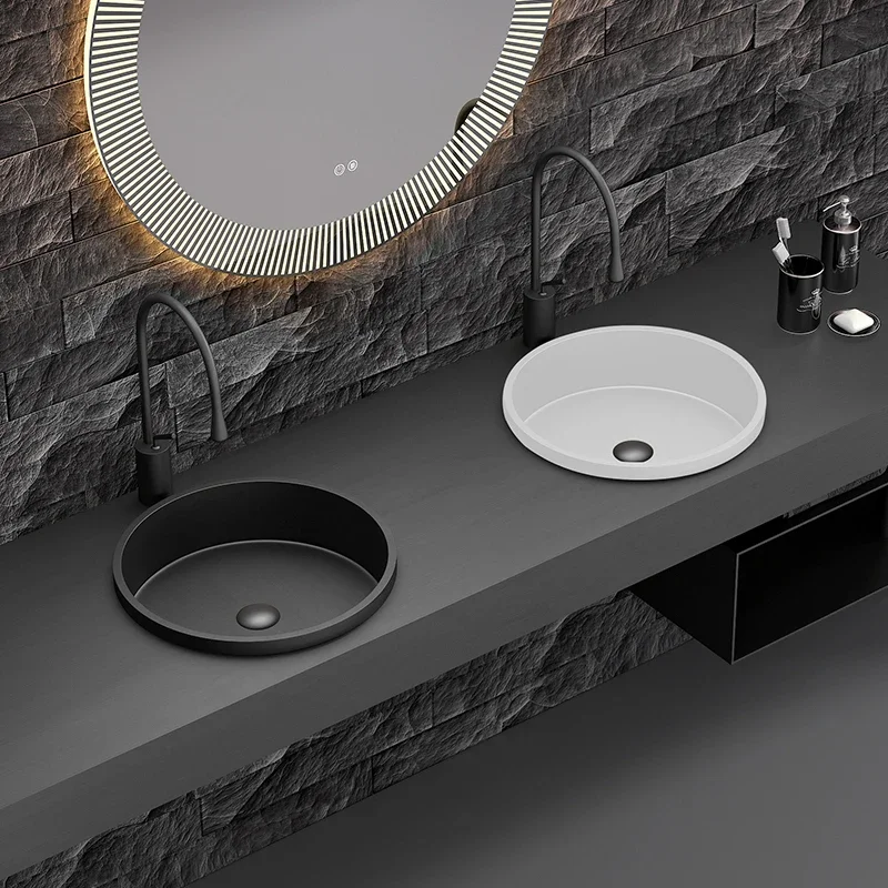 

Black White Stainless Steel Taichung Basin Semi-recessed Round Washbasin Basin