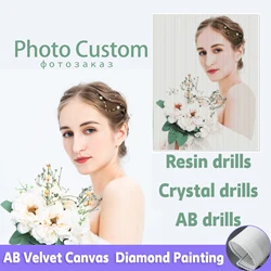 100% cristallo personalizzato resina pittura diamante foto trapano completo fai da te 5D mosaico ricamo Hobby compleanno parte AB velluto tela regalo