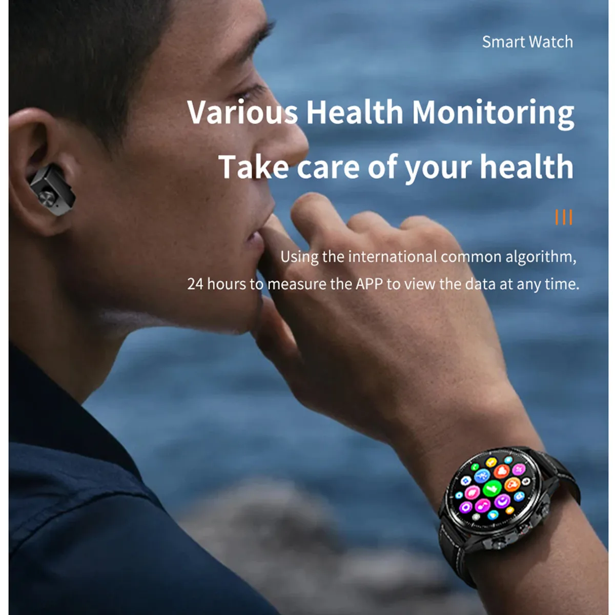 Smart Watch e auricolare Bluetooth Supporto interno Riproduzione musicale Rispondi Chiamate Notifica Mesage Assistente vocale AI Smartwatch 2025